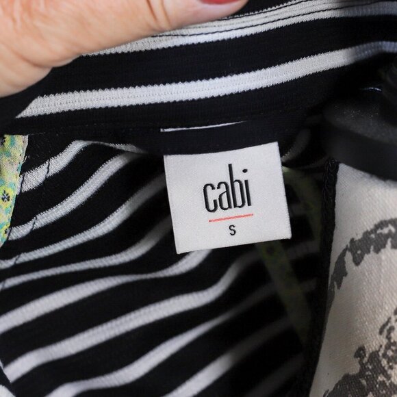 Cabi Size S blue/white stripe lightweight fitted nautical-themed jacket/trenchco - Picture 12 of 14